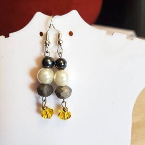 Silver Tone Hook Czech Glass Bead Dangle Earrings Tony Alexander Jewelry Artisan
